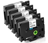 5x Fimax TZe-231 12mm 0.47 Reemplazo para Brother P-Touch Label Tape TZe231 | TZ231, Negro sobre Blanco, para PT-H100LB PT-P300BT PT-1010 GL-H105 PT-H100R PT-H108GT PTH107B