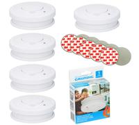 5x Grundig Detector De Humo Rauchmelder Set 9V Pilas Y Soportes Magnéticos 85 dB