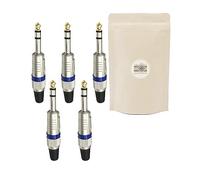 5X Jack Grande 6.35mm Azul Dorado Chapado en Oro Toma Jack 6.35 6,35mm para Soldar
