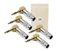 5x Jack Mini Jack 3,5 mm Codo Masculino Soldadura Estéreo Enchufe Menuz Minijack 3.5 mm 90 ° Conector de soldadura de ángulo 18K Placa de oro 100% Metal Marca Francesa