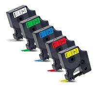 5x Labelwell 12mm x 7m Compatible Cintas de Etiquetas Reemplazo para Dynmo D1 45013 45016 45017 45018 45019 para Dynmo LabelManager 160 280 260P 350D 360D 420P 500TS LabelWriter 450 DUO LabelPoint 150