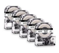 5x Labelwell 12mm x 8m Compatible Cintas de Etiqueta Reemplazo para LC-4WBN9 SS12KW Negro sobre Blanco para LabelWorks LW-300L LW-400 LW-600P LW-500 LM-700 LW900P LW300 LW700 Etiquetadora