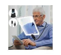 5x Large Reading Magnifying Glass with Light, Rechargeable Hands-free Magnifying Lamp with Flexible Gooseneck, 24x17cm Ultra Clear Lens, Perfect for R