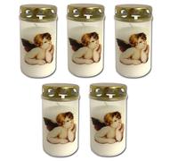 5x Luz Tumba Blanco Con Tapa Velas para Ángel Motivo Trauerlicht Grabdeko