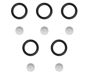 5x Mantenimiento Juego Junta + bolas de cristal para la Válvula de crema del sistema de preparación Adecuado para Saeco Spidem Miele Gaggia Krups Solis Bosch König Rotel Set-7
