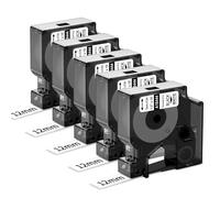 5X MarkField 18444 S0718600 Compatible con Dymo Rhino Cintas de Etiquetas | 12 mm x 5,5 m Cinta de Vinilo Compatible con Dymo Rhino 4200, 5000, 5200, 6000, ILP219, Negro sobre Blanco