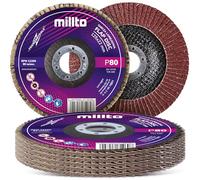 5x Millto Disco de Lija Flap 125x22,2 mm P80 T29 Láminas Lijadoras para Metal Madera Óxido Pintura Suciedad Amoladora Angular Disco Abrasivo Flap Rueda Lijado Superficies