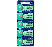 5X MURATA 395/399 SR927 / Con / Sw AG7 SR57 Óxido de Plata 0% Mercury Pila de Reloj [1 Franja of 5 Baterías]