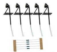 5x OO HO Scale Street Light LED Wall Lamp para 3v DC Model 5x | 5-pack street lights, para 3v DC operation, pre-wired LEDs, includes resistors for 12V/16V, realistic glow
