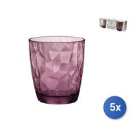 5x Paquetes 3 Vasos De Vidrio Diamond Agua Purpl 30 Cl Transparente Rocco