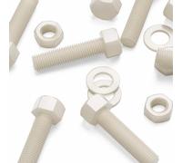 5x Pernos de cabeza hexagonal naturales de nylon PA66, tuercas y arandelas de plástico, M16 x 65 mm
