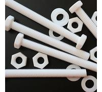 5x pernos y tuercas (tornillos) de plástico de cabeza hexagonal de PTFE, M10 x 100 mm, arandelas, fluoropolímero de politetrafluoroetileno