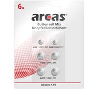 5x pilas de botón Arcas 6 piezas alcalinas 1,5 V 1x AG3 1x AG4 2x AG10 2x AG13