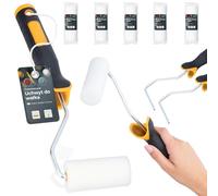 5x Rodillo Espuma 10 cm Repuesto Versátil Pintura Barniz Tinte Laca Agua Disolventes 2x Mango Soporte Perfecto Trabajos Renovación Casa Uso Profesional