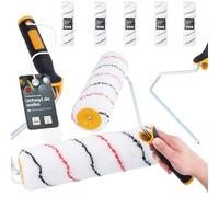 5x Rodillo Pintura 25 cm Recambio Alta Densidad Cobertura Mango Ergonómico Uniforme Interior Exterior Paredes Techos Fachadas Juego Decoración