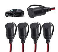 5x Toma de Encendedor de Cigarrillos de Coche, Mechero Hembra para Cargador de Coche Potencia, Toma de Mechero para Coche, 12V/24V Enchufe Adaptador de Conector, con Cubierta de Polvo, Cables de 35cm