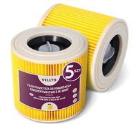5x Vellto Filtro De Aire Para Aspiradora Compatible Con Kärcher WD3 WD2 SE 4001 MV2 MV3 NT27 A2004 Reforzado Potente Redondo Papel Aspirado Repuesto Polvo Polen Alérgenos