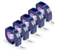 5x Wonfoucs - Cintas Compatibles para Dymo LetraTag Transparente 12mm x 4m, Recambios Plástico 16951 S0721530 para LT-100H LT-100T LT-110T QX 50 XR XM