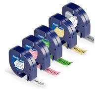 5x Wonfoucs Compatible con Recambio Dymo Letratag 12mm x 4m para LT-100h