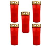 5x XL Luz Tumba Con Golddeckel Velas para Tumba Rojo Friedhofskerzen Decoración