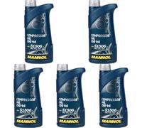 5x1 Litro Original MANNOL Aceite De Compresor ISO 46