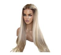 5x5 Highlight Ombre ceniza rubio ceniza invisible, peluca de pelo humano para mujeres blancas, línea natural prearrancada, pelucas sin pegamento con raíces marrones (250%,24 pulgadas)