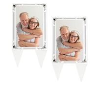 5x7 Marco de imagen impermeable para tumba, 2pcs versión vertical acrílico marco de fotos al aire libre conmemorativo Cementerio decoraciones de tumbas, marcador de jardín para regalo de funeraria