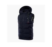 (5XL, Navy blue) Unisex Adjustable Usb Charging Heated Vest Winter Fashion Casual Warm Vest Hooded Coat (not Included Battery)