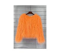 (5XL,orange)Colorful Faux Women's Fur Coat: Plush Outerwear for Autumn Winter 2023 - Black, White, Pink for High Street Fashion