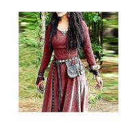 (5XL,Wine Red)Medieval Dress Women Long Sleeve Maxi Robe Vintage Fairy Elven Dress Renaissance Celtic Viking Gothic Clothing Fantasy Ball Gown