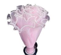 5Yards Flower Wrapping Mesh Paper Pearl Edge Bouquets Packaging Wedding Party Favor Decor Valentines Floral(Pink(pearl))