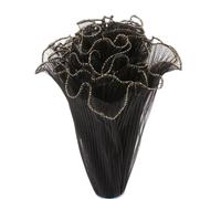 5Yards Flower Wrapping Mesh Paper Pearl Edge Bouquets Packaging Wedding Party Favor Decor Valentines Floral(Black(Golden))