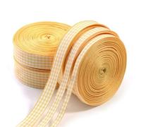 5yards/roll 6/10/15/20/25mm Polyester Plaid Ribbon For Handmade Design Decoration DIY Packing(Yellow,10mm 20yard)
