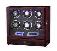 6+0 Automatic Wood Watch Winder Remote Control LCD Display Touch Screen Rotation Winders Deluxe Silent Motor Pine Box with Drawer Lock