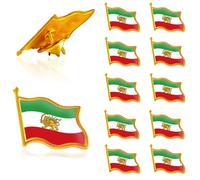 6/12/50 pines de solapa de bandera de Persia de Irán, metal a granel, león iraní, sol y corona, regalos de la serie de recuerdos