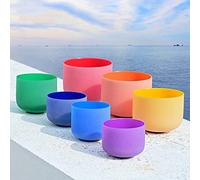 6"-12" Chakra Note Set of 7pcs CDEFGAB Colored Frosted Quartz Crystal Singing Bowl (Color : 440Hz) (432Hz)