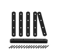 6/ 12 piezas, soporte recto de 5 pulgadas, soporte de reparación plano de acero inoxidable, placa conectora negra con tornillos de montaje, 127 x 18,5 mm(6pcs-24 Screws-125B)