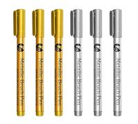 6/12 rotuladores permanentes impermeables, tinta dorada y plateada, metálico, roca, taza, cerámica, vidrio (plata, 12 unidades)