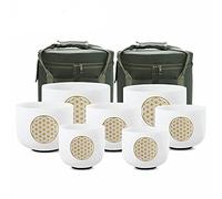 6"-12" Set of 7pcs CDEFGAB Chakra Frosted Quartz Crystal Singing Bowl with Flower of Life (Color : 432Hz) (440hz)