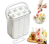 6/12 Sticks Silicone Ice Stick Tray with Storage Caddy, Portable Carrying Case Reusable Popsicle Molds, Easy-Release Long Narrow Stick Ice Cube Mold for Sports Bottles, Tumblers, Juice (White,6pcs)