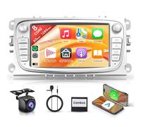 [6+128G 8 Core] Android Radio Coche para Ford Focus II S-MAX Mondeo Galaxy Il C-MAX 7'' Pantalla con Carplay Android Auto Wireless GPS WiFi Mirror Link Bluetooth FM/RDS/EQ/DSP SWC Cámara Trasera