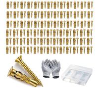 6×14mm Short Expansion Screw Set for Cabinet Hinge Repair & Stripped Thread Restoration, 30/50/100pcs Expansion Anchors, Heavy Duty Wall Anchors & Screws, Works on Tile, Stone, Concrete (60pcs)
