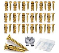 6×14mm Short Expansion Screw Set for Cabinet Hinge Repair & Stripped Thread Restoration, 30/50/100pcs Expansion Anchors, Heavy Duty Wall Anchors & Screws, Works on Tile, Stone, Concrete (30pcs)