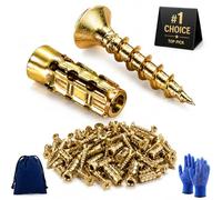 6×14mm Short Expansion Screw Set, Metal Wall Anchors with Screws for Stripped Screw Holes, Fits 6mm Drill Holes, for Wood, Brick, Drywall, Concrete (30 Sets)