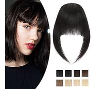 6"(15cm) SEGO Flequillo Postizo Grueso Pelo Natural Clip de Estilo Francés [#1B Negro Natural] Extensiones de Cabello Humano Remy Human Hair Clip in Bangs Fringe (14g)