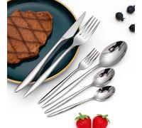 6/18 Pack Silverware Set For 1/3, Stainless Steel Flatware Set, Cutlery Utensils Set With Knives Spoons And Forks For Home Kitchen Restaurant Wedding