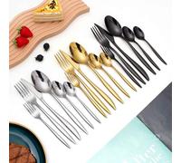 6/18 Pack Silverware Set For 1/3, Stainless Steel Flatware Set, Cutlery Utensils Set With Knives Spoons And Forks For Home Kitchen Restaurant Wedding