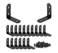 6-20 Uds soporte en L soporte de esquina de acero inoxidable, negro, soportes en forma de L de ángulo recto de 1,57X1,57 pulgadas con tornillos for muebles(20pcs-80screws)