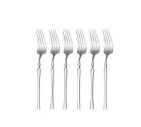 6/24 Uds cubiertos de acero inoxidable vajilla plateada juego cena tenedor cuchara espejo utensilios cocina(6pcs Tea Fork)