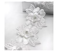 6.5 * 8cm 30pcs Pearl Flower For Dress Ribbon Lace Trim Knitting Wedding Embroidered DIY Patchwork Sewing Supplies Craft(Color 2)